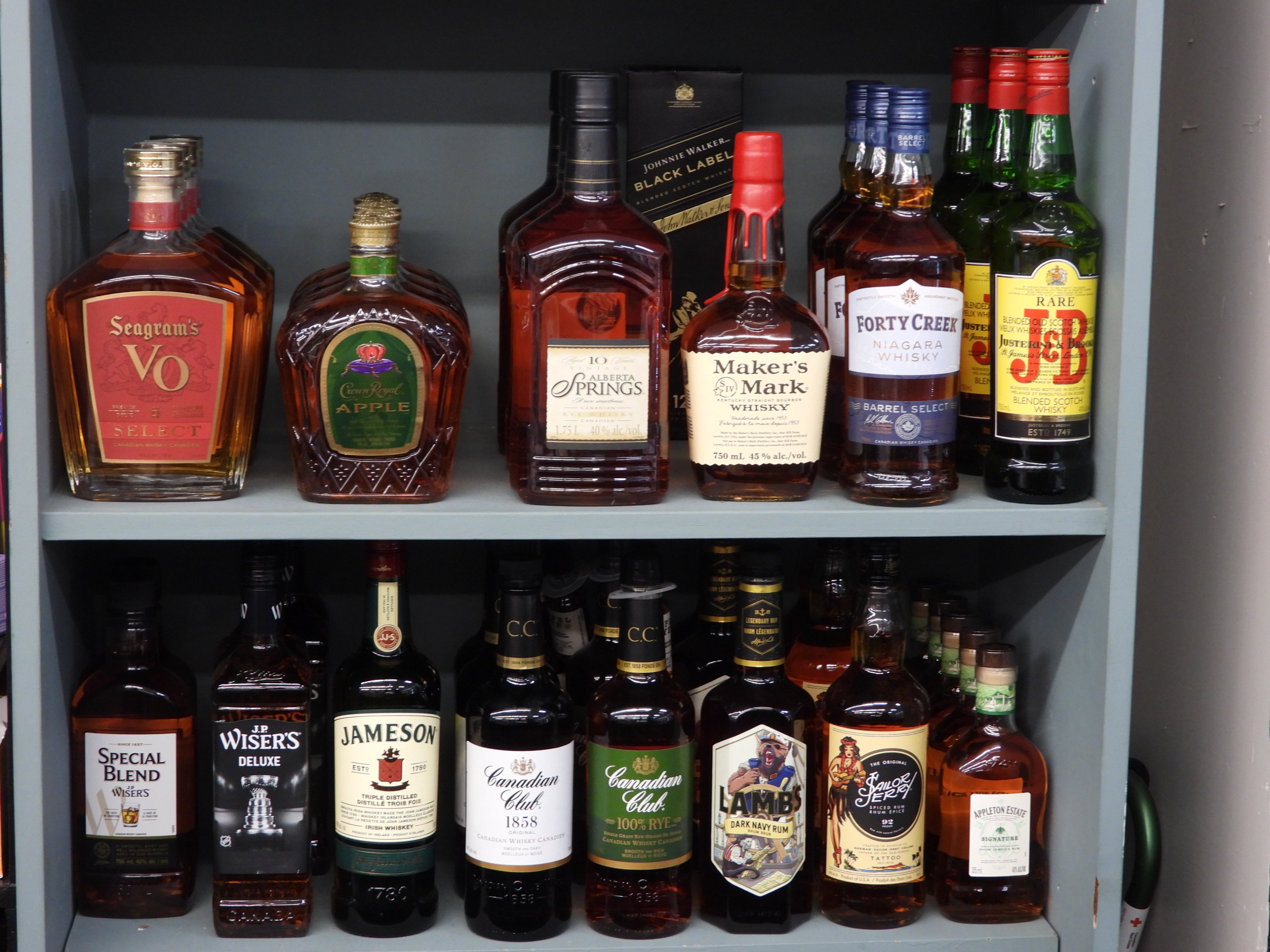 Spirits available both well known and some not so well known.